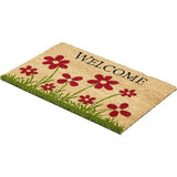 Voetmat kokos bloemenweide natuur – deurmat 40x60 cm – antibacteriële ingangsmat – kokosmat met vinylrug – natuurlijk materiaal – 100% kokos