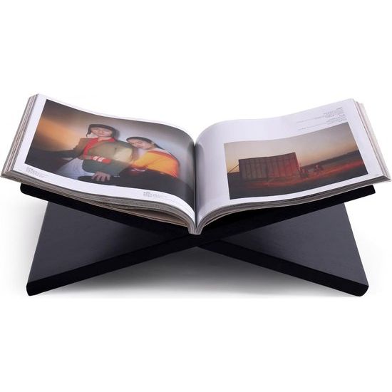 boekenstandaard | Acaciahouten kruisstandaard, displaystandaard, boekenhouder, leesboekenhouder, tijdschriftenstandaard, kookboekenhouder, muziekstandaard, stabiele open boekendisplay (zwart)