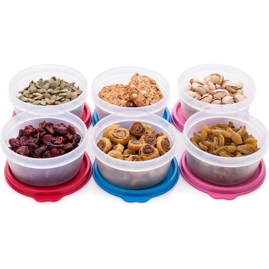 Herbruikbare plastic voedselopslagcontainers - stapelbare luchtdichte voedselcontainers voor snacks, picknick, voedselbereiding, picknicks en meer - set van 6- 184 g