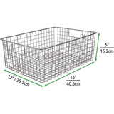 mDesign Alles-in-één Metalen Draadmand - De Flexibele Opbergmand voor Keuken, Voorraadkast, enz. - Universele Draadmand met Handvatten - Donkergrijs