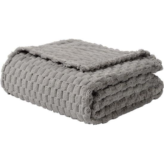 Fleece knuffeldeken, extra zachte pluizige dekens, lichte, gezellige microvezel bankdeken, wollen deken voor kantoor, stoel en camping, 130 x 150 cm, grijs
