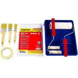 SET anti-druip verfroller + SET platte kwast + 20m2 afplakfolie + grote verfbak + afplaktape.