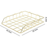 2 stuks metalen opbergvakken, metalen opbergvakken, stapelbare papieren plank, bureau, voor Bureau, opbergvak, brievenbus (goud)