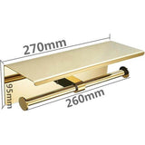 Double Roll Toilet Paper Holder with Shelf, Wall Mounted Stainless Steel Tissue Dispenser for Bathroom (Gold)