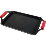 ! Ecostone Grill Plate, Induction Griddle Pan, 37 x 25 cm, Cast Aluminium, Non-Stick Coating Xtra Dupont Ecological, PFOA-Free, 5 mm Thickness, Silicone Handles, Vitro Ceramic, Gas, Oven, Black