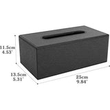 PU-lederen cosmeticadoekendoos, rechthoekige papieren doekjesbox, tissuebox met magnetische afdekking en mooie steken voor eetkamer, badkamer, slaapkamer, auto, kantoor - zwart