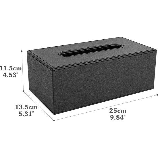 PU-lederen cosmeticadoekendoos, rechthoekige papieren doekjesbox, tissuebox met magnetische afdekking en mooie steken voor eetkamer, badkamer, slaapkamer, auto, kantoor - zwart