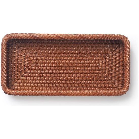 Badkamerijdelheid Trays Toiletcontainer Mandopslag Lange smalle handdoekopslagmand voor opslag, Decoratief (Honingbruin 26 x 12,5 x 4,5 cm)