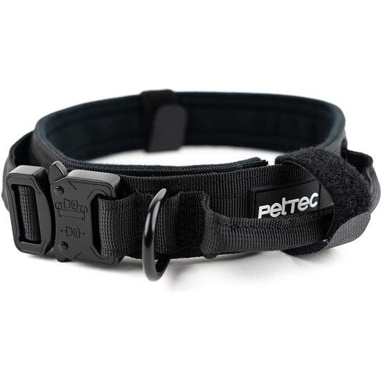 Halsband van neopreen en nylon met handvat voor kleine en grote honden Zacht gewatteerd (S - XL), extreem robuust en waterafstotend, verstelbaar, halsband en oproeplijnset