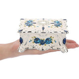 Vintage metalen sieradendoosje kleine opbergdoos voor ringen oorbellen ketting wit medium