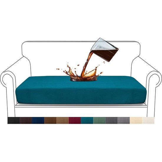 Waterdichte bankhoes, hoge stretch jacquard zitkussenbescherming, bankhoes voor de bank (2-zits, blauwgroen)