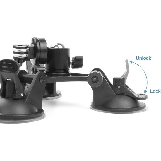 Triple Cup - camera-zuignaphouder - drievoudige zuignaphouder met 1/4 schroefdraad en 360 graden statiefkogelkop (Triple Cup set)