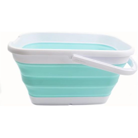 Foldable rectangular, convenient bucket, 12 liters, 1, white/multi-green.