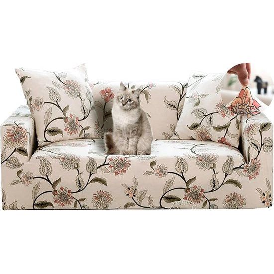 Bankovertrek voor 1/2/3/4-zitsbank, stretch, zacht, elastisch, kleurecht, bloemenpatroon