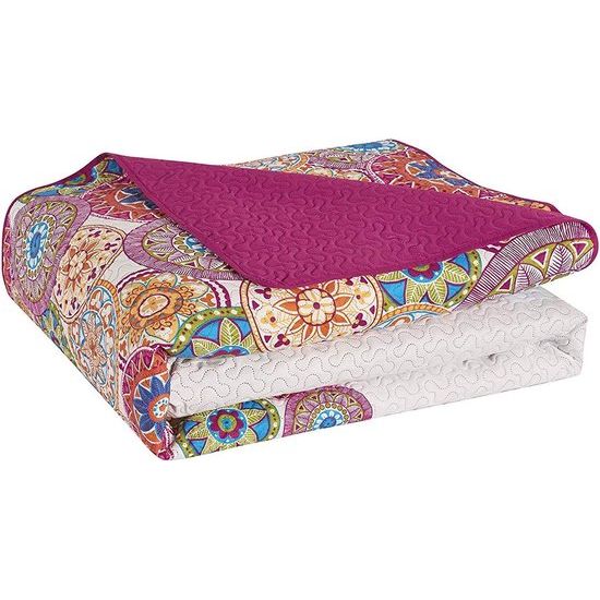 DecoKing - Lovetta dubbelzijdige beddensprei - polyester, o.a. paars en wit - 170x210cm