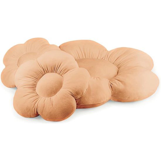 Bloemenset grote bloemvloerkussens, pluche, comfortabel zitkussen, voor slaapkamer woonkamer kinderkamer, unieke decoratie, zacht knuffelkussen, velours, beige, 55 cm, 98 cm.