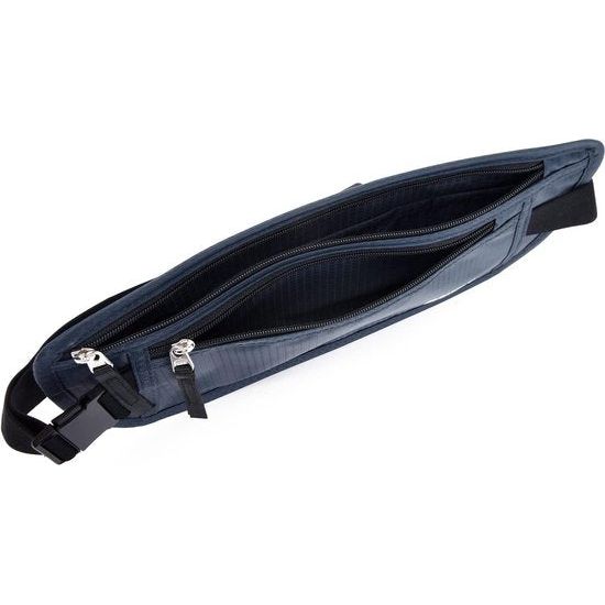 Geldriem - Paspoorthouder met RFID-blokkering, verborgen heuptasje, donkerblauw, RFID geblokkeerd en riembreedte: 2,5 cm