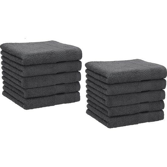 Palermo 10 stuks zeepdoekjes, zeepdoekjes, set van 100% katoen, afmetingen 30 x 30 cm, kleur antraciet