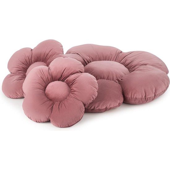 Bloemenset met grote bloemvloerkussens, pluche comfortabel zitkussen, voor slaapkamer, woonkamer, kinderkamer, unieke decoratie, zacht knuffelkussen, velours, roze, 55 cm, 98 cm.