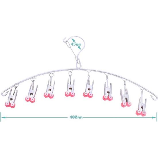 2 stuks roestvrijstalen droogrek, druppelkleerhanger, sokkenhanger, met 8 wasknijpers voor sokken, handschoenen, beha, sjaals, snelle verwijdering van kleding van de hanger, winddicht, rood