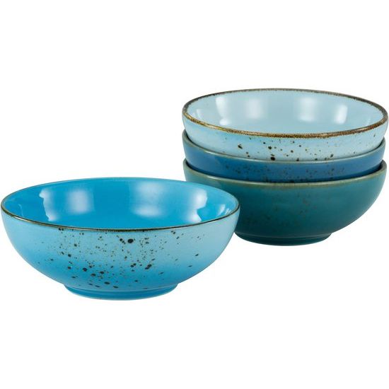 Serie Nature Collection Aqua, 4-delige serviesset, mueslikom, smoothibowl van aardewerk