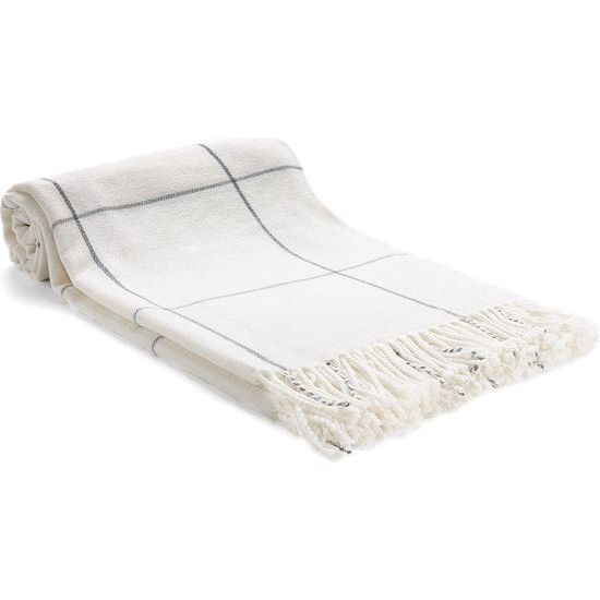 Arus - Knuffeldeken, woondeken, sprei, plaid, reisdeken, WHITE BLOCK, 100% polyacryl , 150 x 200 cm