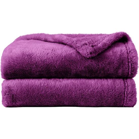 Knuffeldeken 130 x 170 cm, paars, warme pluche deken, fleecedeken, woondeken, bankdeken, superzacht, behaaglijk en aangename microvezel flanellen deken