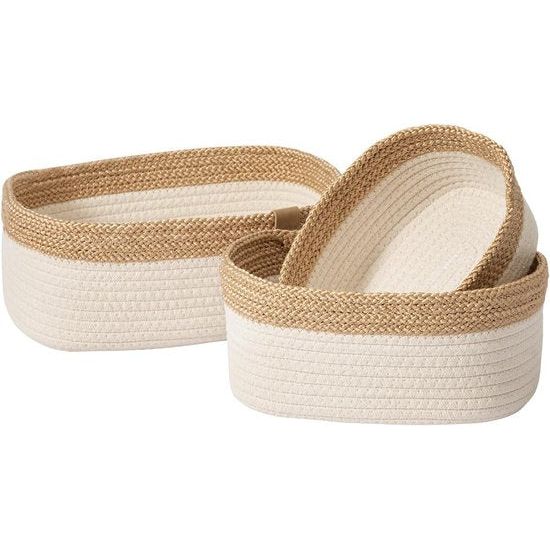 Opbergmand van katoenen touw, gevlochten mand voor planken, kasten baby slaapkamer, beige.
