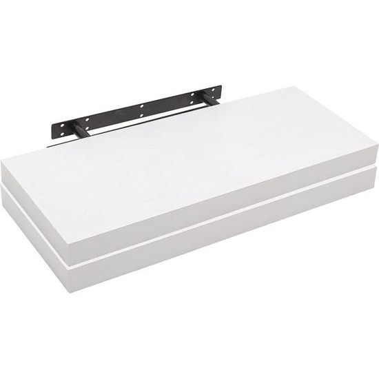 wandplank, boekenplank, planken voor decoratieve wandplanken, van MDF-hout, set van 2 hangplanken, wit, 40 x 23 x 3,8 cm, 2 stuks