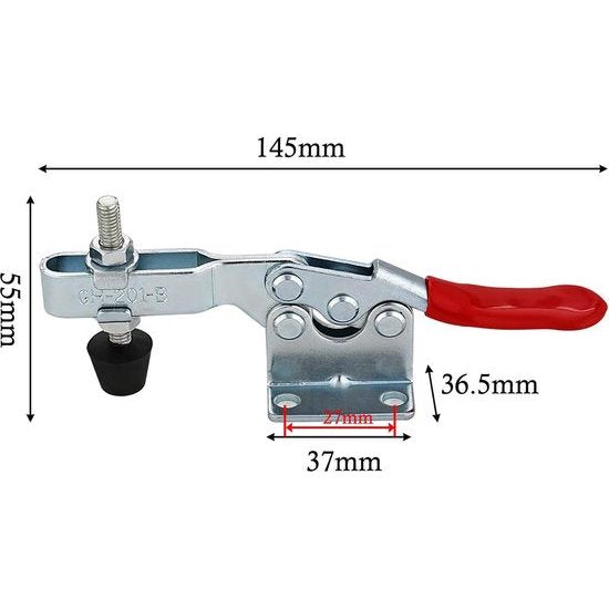 Snelspanner GH-201-B 4 stuks metalen horizontale Toggle Clamp 100 kg verticale kniehendelspanner Quick Release Clamp