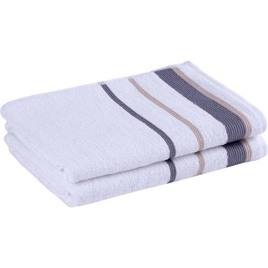 Serenity - Biologisch katoen 2 stuks decoratieve badhanddoek set - hoogwaardig, licht, zacht en absorberend, Oeko-Tex Made in Green & GOTS gecertificeerd - 2 badhanddoeken - beige