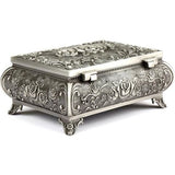 Sieradendoosje van metaal in antieke look, bloemenmotief met 3 rozen