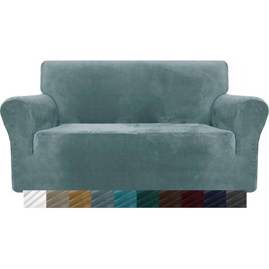 Thick fluwelen bankovertrekken, 2-zits, stretch, antislip, loveseat, hoezen voor woonkamer, beschermhoes, meubelbeschermer (2-zits, stofblauw)