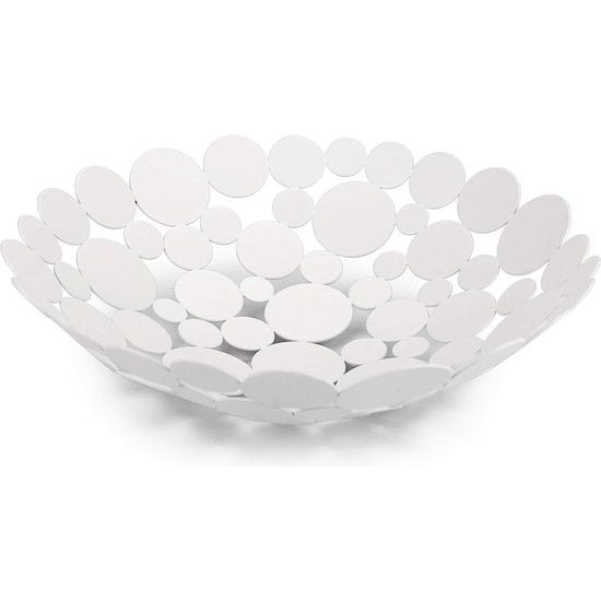 Ronde witte fruitschaal van ijzer moderne fruitmand broodmand decoratieve schaal opslag voor brood fruit groenten in keuken woonkamer eettafel diameter 30 cm