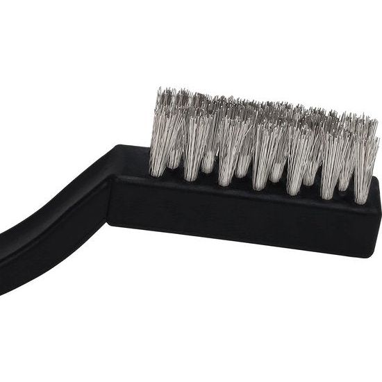 Mini roestvrijstalen draadborstelset (set van 15) - staalborstel met gebogen kunststof handgreep en ophanggat - ambachtelijke borstel voor het reinigen van metselwerk, metaalwerk