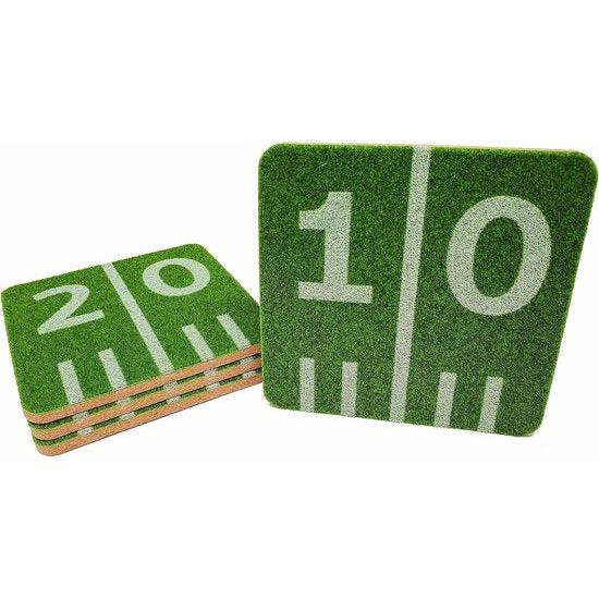 American Football onderzetters in gras speelvelddesign (4 stuks) voor glazen en kopjes: super als voetbaldecoratie of cadeau - zacht, synthetisch gras