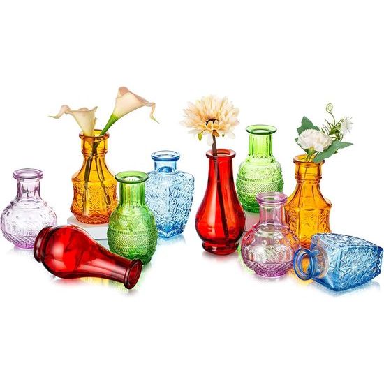 Glazen vaas voor bloemen set van 10 kleurrijke vintage knop vaas zoete ini rbzenvaas deur ischdecoratie nnendecoratie ochzeit