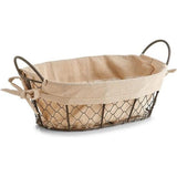 broodmandje Countrystyle, m. handgrepen, draad/linnen, bruin/beige, 30 x 21 x 11 cm