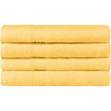 100% biologische katoenen handdoekenset, badhanddoek, hoge kwaliteit, zacht en zeer absorberend, sneldrogend, Oeko-Tex, gemaakt in groen en GOTS-gecertificeerd (4 badhanddoeken, citroengeel)