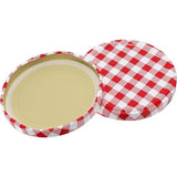 Weckpotten, met schroefdeksel, 230 ml, diameter: 8,5 cm, hoogte: 6,5 cm, glas/metaal, rood geruit schroefdeksel van 82 mm, glas, keuze uit verschillende aantallen, rood, 12 stuks