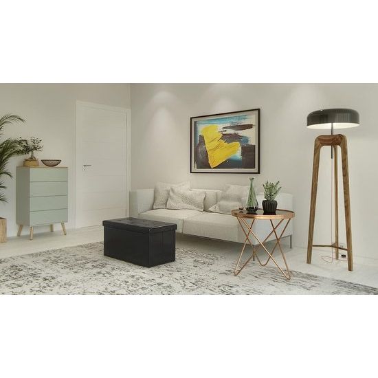 Kruk 80 liter, opbergdoos, voetenbank, opvouwbaar, tot 300 kg belastbaar, kunsthoes leeg, stof aarde, zwart