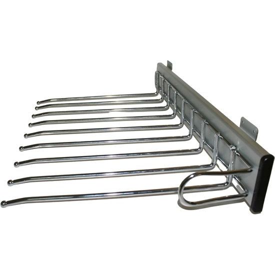 Uittrekbare broekbeugel, 9 posities rechts, uittrekbare kledingstang, uittrekbare kledinghanger, organizer, garderobestang, broekophanging, broekhouder, ruimtebesparend