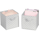 Set van 2 opbergdozen (klein) – gestippelde dozen voor het opbergen van orde in de slaapkamer, kledingkast, hal enz. – kleine stoffen box voor speelgoed, accessoires enz. – grijs/wit