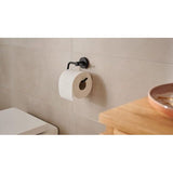 Moon Black Toilet Roll Holder, Matte Black - Roll Holder without Lid for Bathrooms in Industrial Style and Modern Bathrooms - Drill-Free, Includes Adhesive Solution - 99 mm x 140 mm x 53 mm