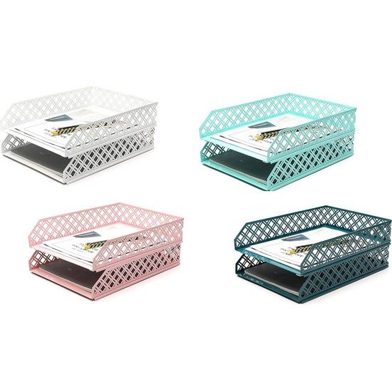 Brievenbakken, 2 stuks stapelbare papiersorteerder/bureau-organizer/dossierbak voor bureau, metalen archiefrek van gaas, kantoor, school, thuisstudie