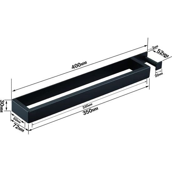 Handdoekhouder zone boring, mat, handdoekstang voor badkamer, 304 roestvrij staal, zelfklevende gastendoekhouder, lijm, gastendoekjesstang met haak, 40 cm, voor badkamer