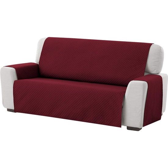 fauteuilbeschermer, bankhoes, 3-zits - omkeerbare gewatteerde bankbescherming. Kleur: rood