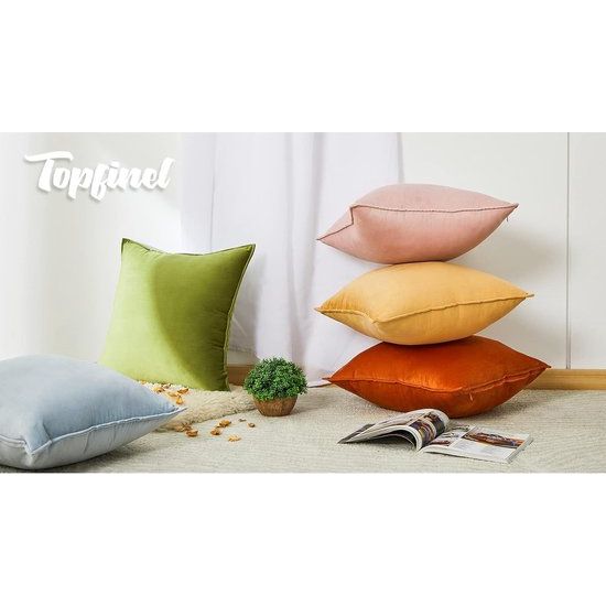 Kussensloop 40 x 40 cm, roze, set van 4 fluwelen kussenslopen, kussenovertrek, decoratieve kussensloop, voor bank, slaapkamer, woonkamer, balkon, kinderen, pluizig kleurverloop