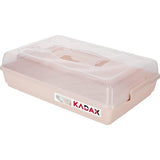 KADAX - Taarten- en gebakdoos met deksel, 44 x 30 x 12,5 cm - taarthouder van kunststof, transportbox met handvat, bakvorm, voor blikken cake, muffins, rechthoekig, voedselbox - Roze