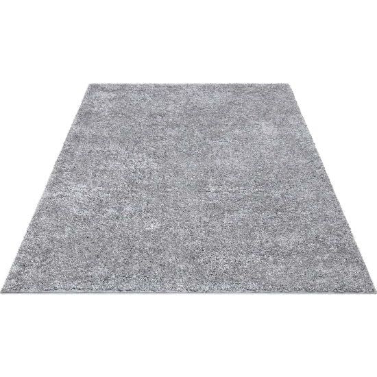 Hoogpolig, shaggy woonkamertapijt, effen, grijs, vierkant, 150x150 cm, hoogpolig slaapkamertapijt, effen, zacht en pluizig, modern